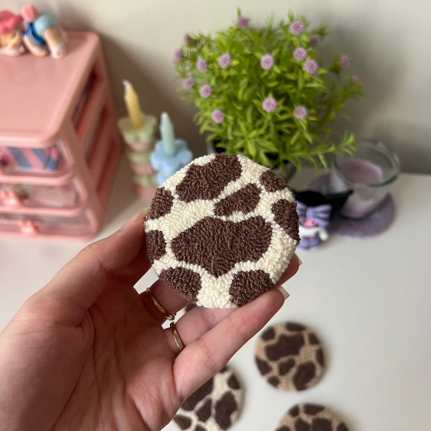 Cow pattern car coasters