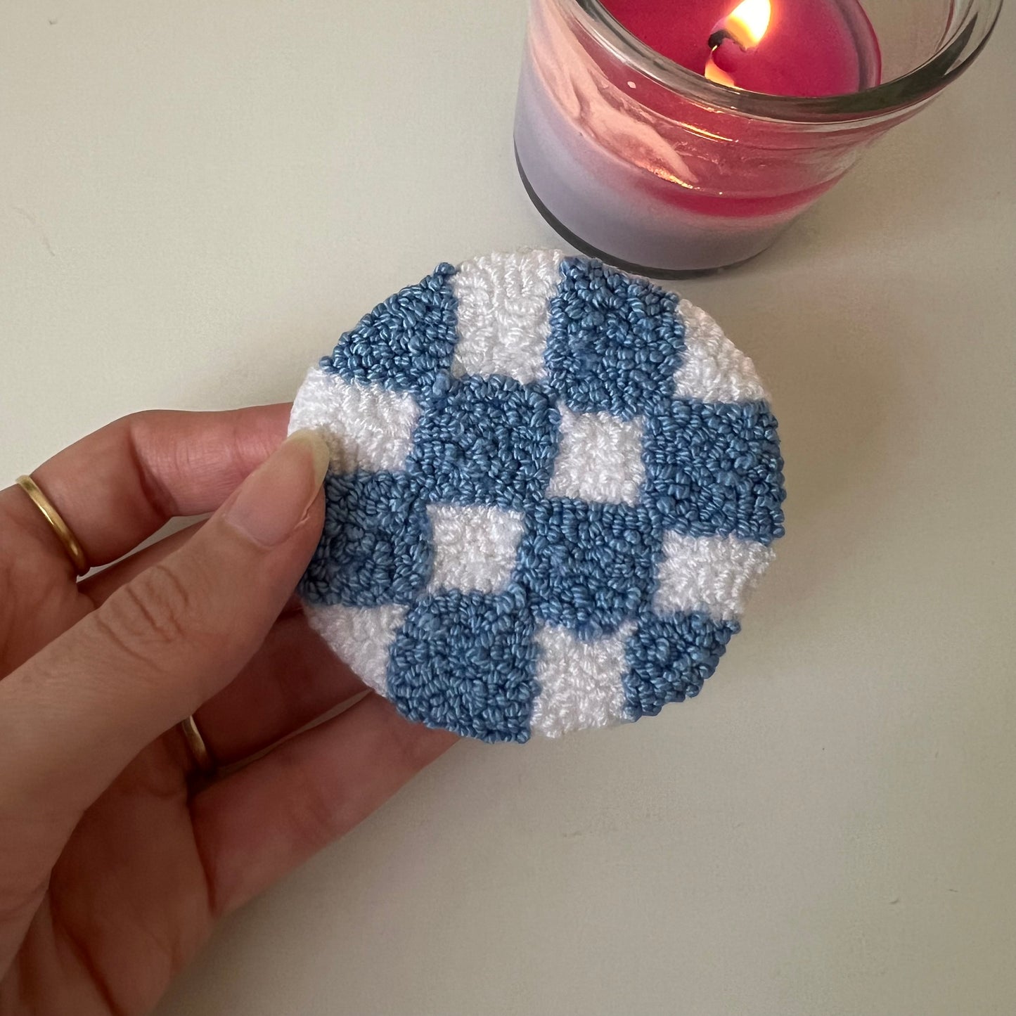 Checkered car coasters