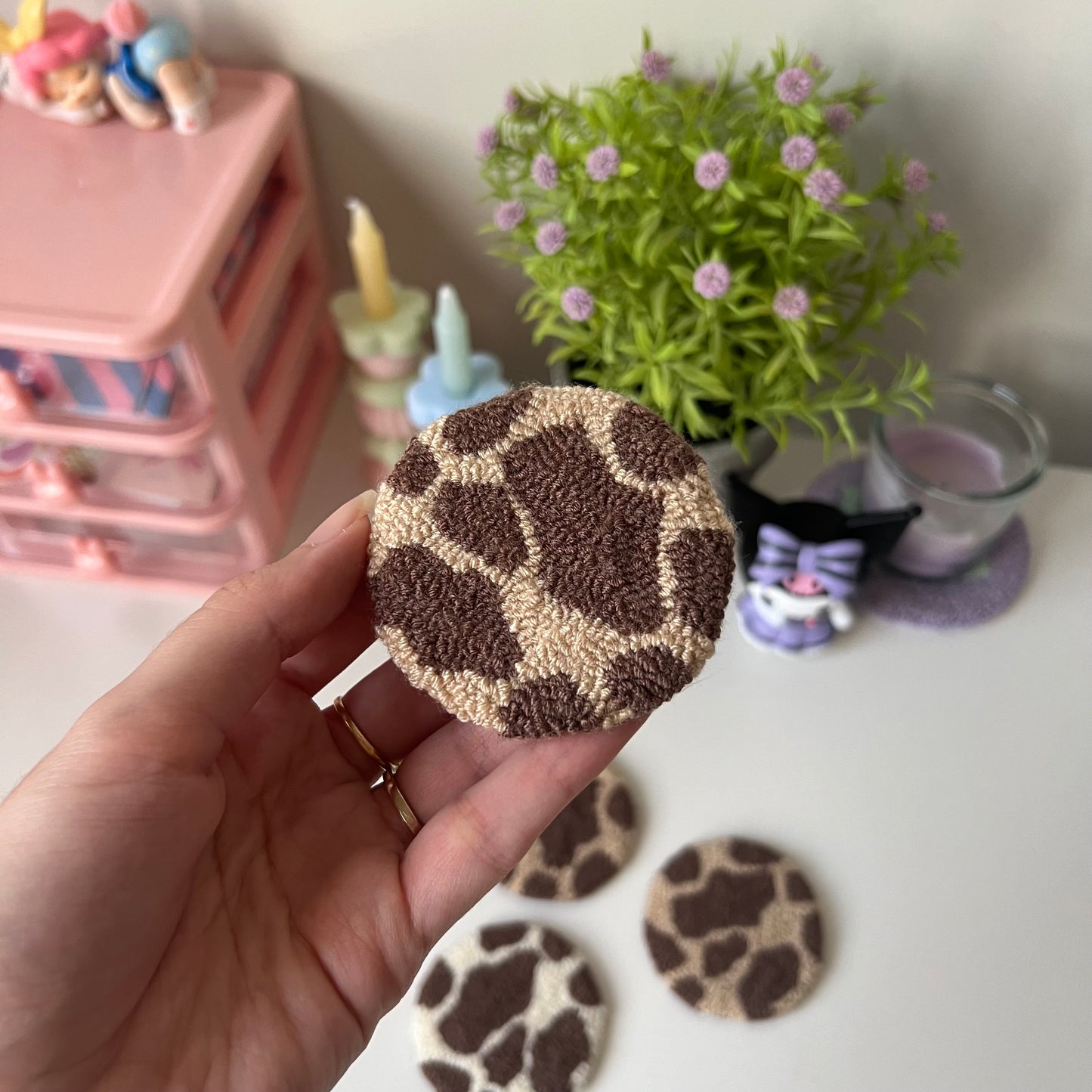 Cow pattern car coasters