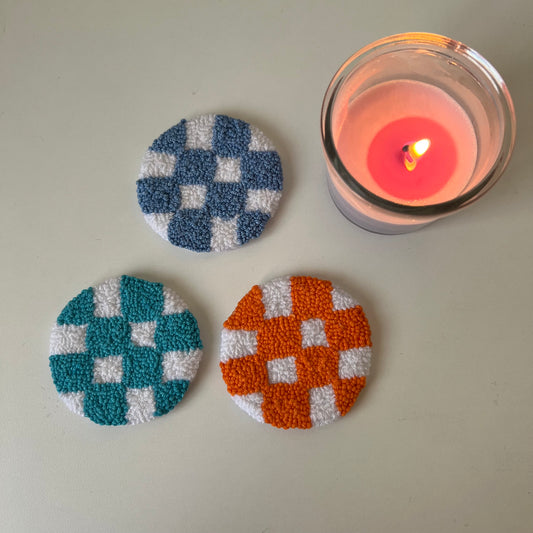 Checkered car coasters