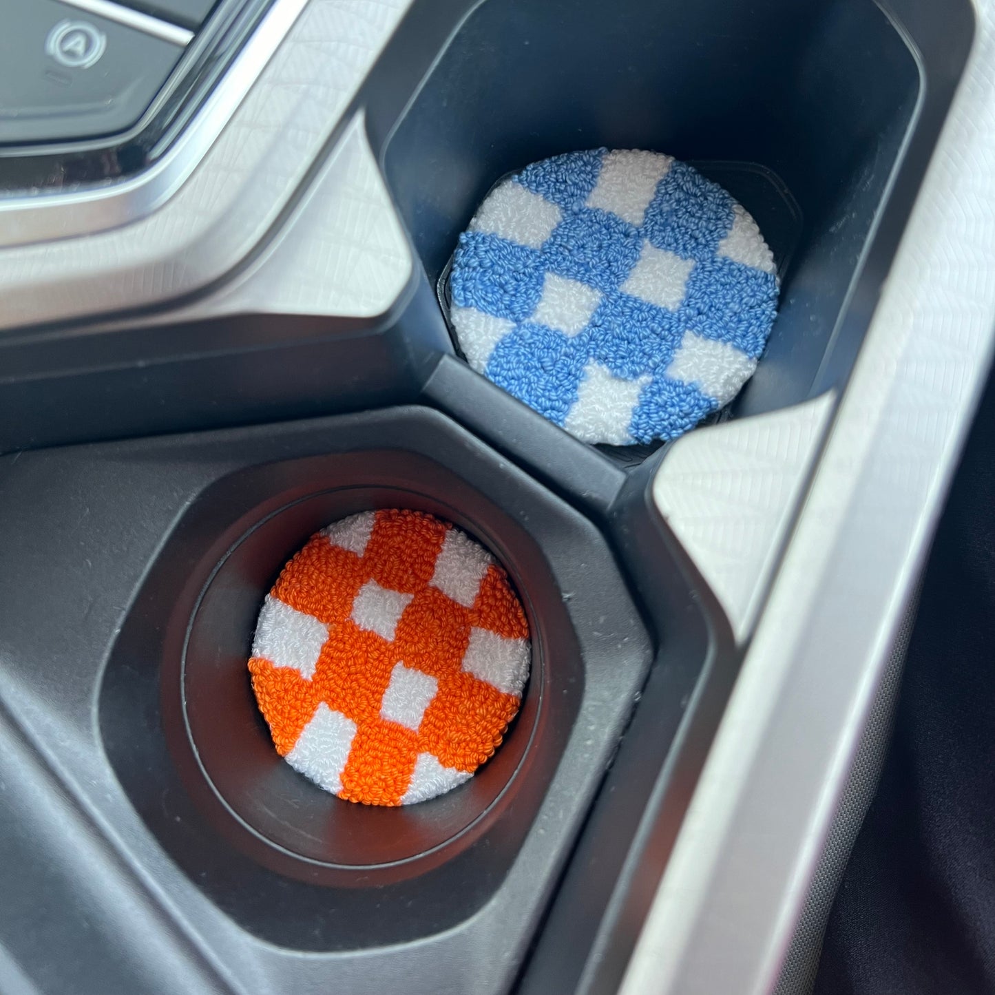 Checkered car coasters