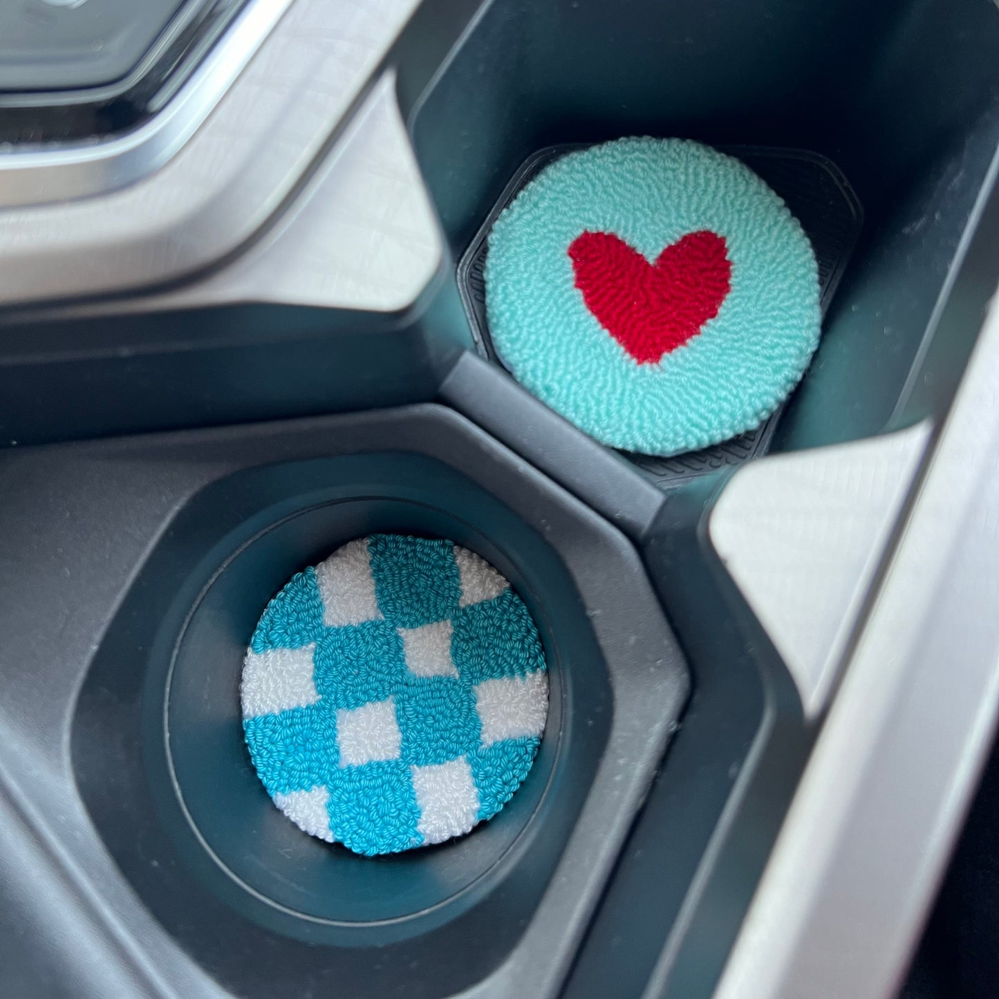 Checkered car coasters