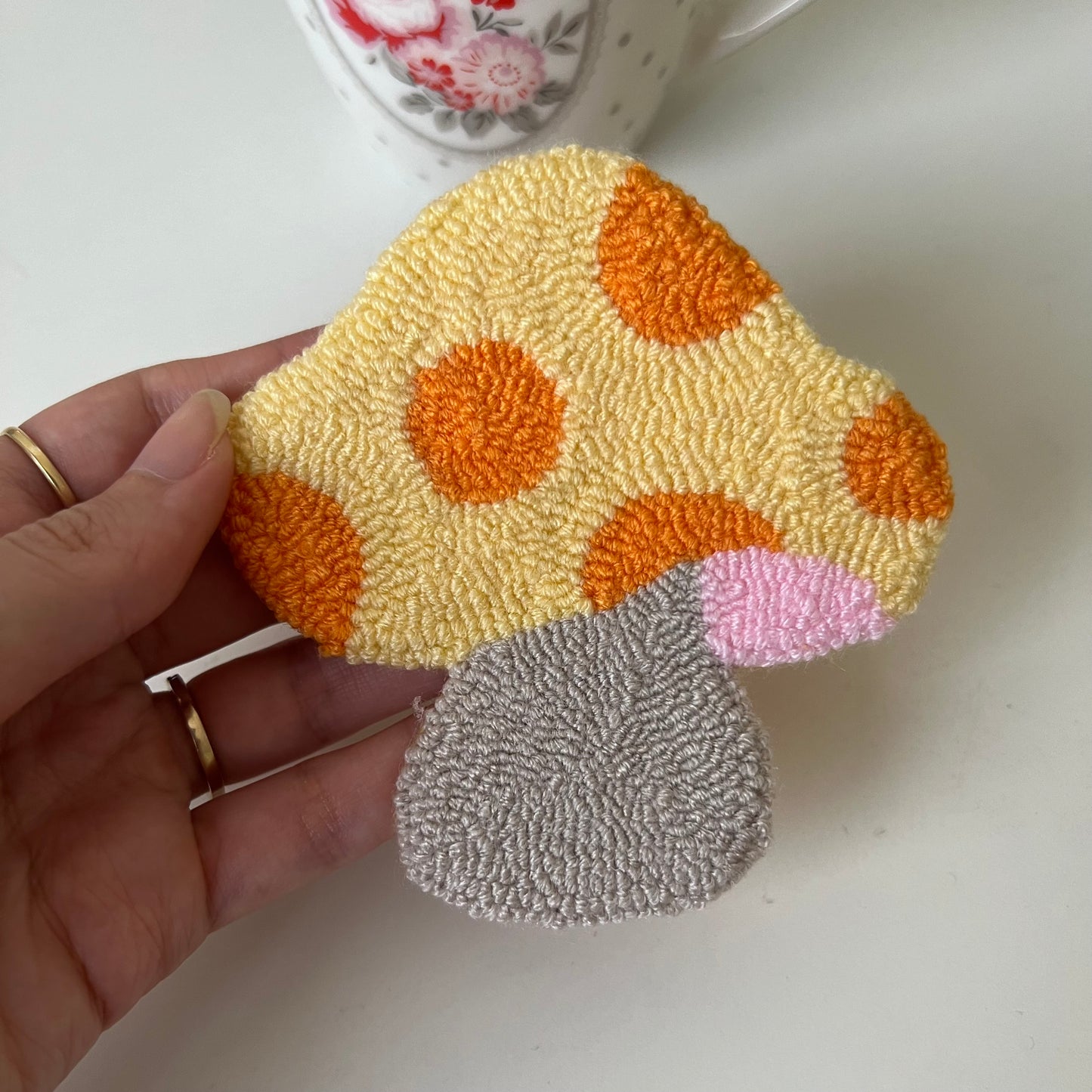 Mushroom mug rug